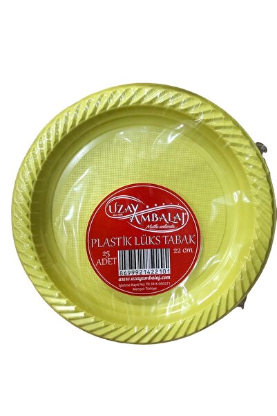 Deniz Party Store Sarı Plastik Kullan At Tabak 25 Adet 22 Cm