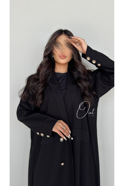 outline عباية رسمية سوداء بأزارير ذهبية