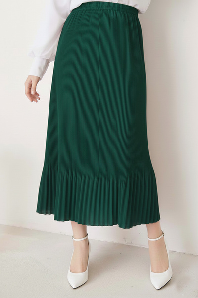 benguen 205 - Πλισέ Φούστα Μαντίλα Σμαραγδένιο Πράσινο