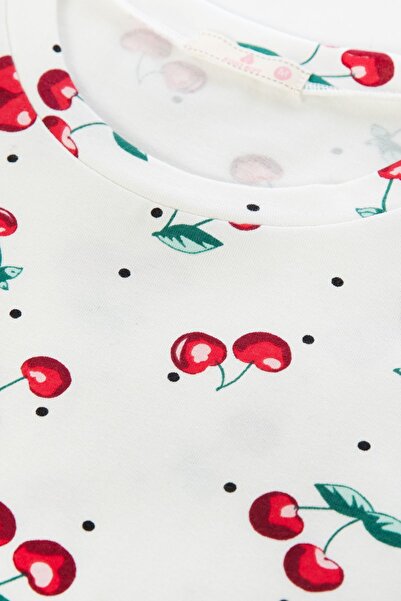 koza iç giyim Kadın Kiraz Desenli Kısa Kollu Şortlu Pijama Takımı