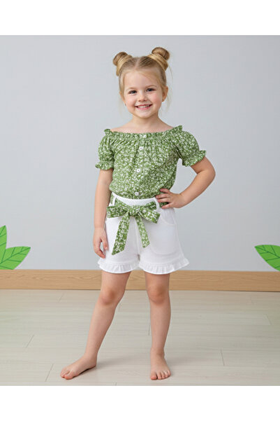 Ege Bebek Set pentru fetiță, de vară, cu snur, din țesătură interlock cu snur...