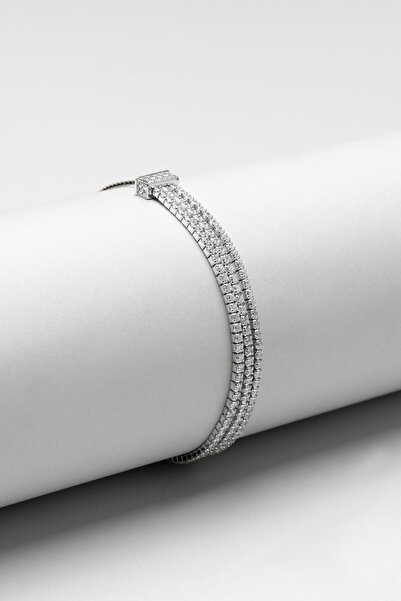 So CHIC... Su Yolu 18 Ayar Beyaz Altın Kaplama Gümüş Ayarlanabilir Üçlü Bileklik