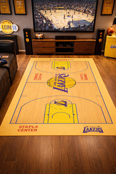 Emiroğlu Nba Lakers Temalı Süngerli Yüzey Makinede Yıkanabilir Basketbol Saha...