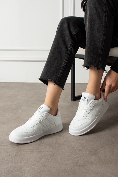 eformoda by emre yılmaz Beyaz Unisex Sneaker JH177 Bağcıklı Günlük Spor Ayakkabı