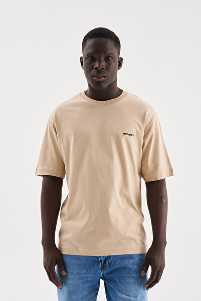 Machinist Tricou pentru bărbați basic Relaxed Slim din bumbac, bej