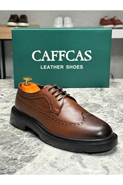 Caffcas Hakiki Deri Taba Rengi El Yapımı Oxford Klasik Erkek Ayakkabı 1445-24