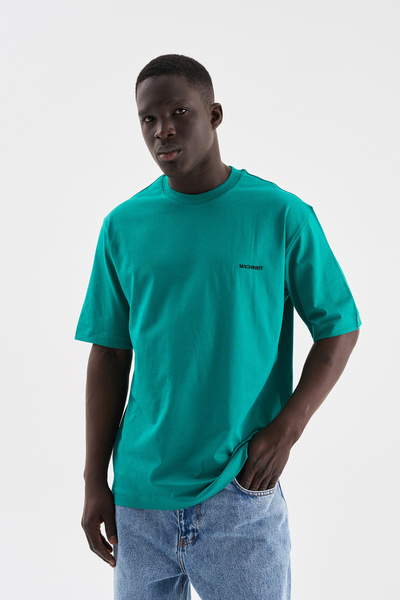 Machinist Bumbac subțire, relaxat, de bază pentru bărbați. Tricou verde