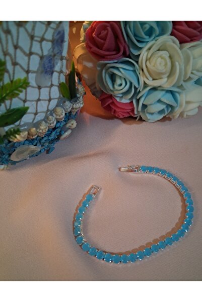 TwinRoots Su yolu gümüş renkli mavi taşlı kararmaz çelik bileklik