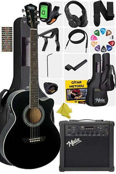 Midex Xc-300xbk-amp Profesyonel Amfili Siyah Elektro Akustik Gitar (AMFİ ÇANT...