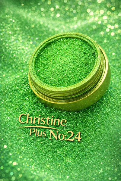 Christine Plus Toz Yapıda İnce Işıltılı Göz Farı - Elma Yeşili No:24 (Eyeshadow)