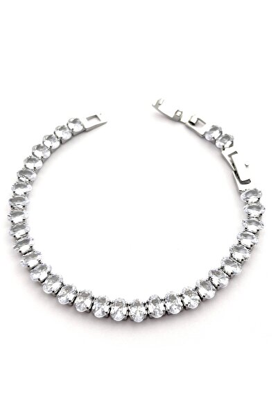 Siya Silver Oval Jewelled Waterway Bracelet