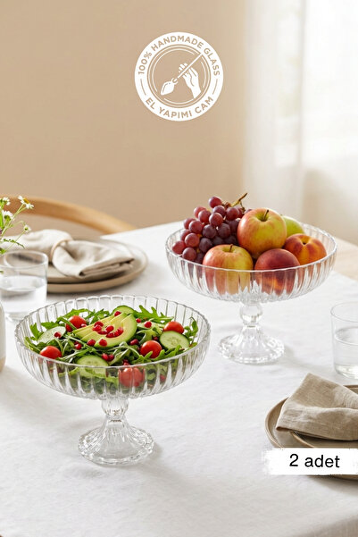 Glamis Selen Concept Linea Damla Model Ayaklı El Yapımı Cam Salata Ve Meyve K...
