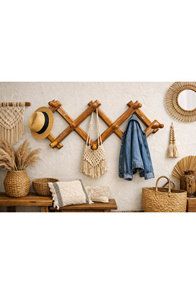 adba Dekoratif Ahşap Akordeon Duvar Askısı-Handmade-Vintage-Bohem