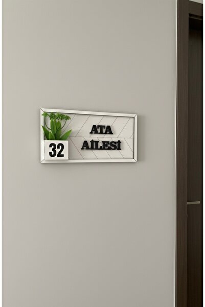 Amorfoz Kişiye Özel Aşhap Kapı Numarası 10x20 cm Beyaz Zemin Beyaz Çerçeve