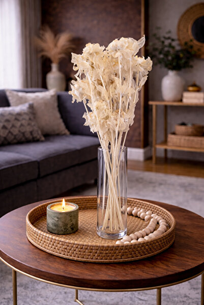 ÇINARASYADAHOME İri Başlı Şoklanmış Cartamus Krem Doğal Kuru Çiçek Demeti Uzu...