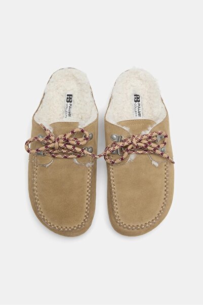 Pull & Bear Bağcıklı yünlü deri sabo