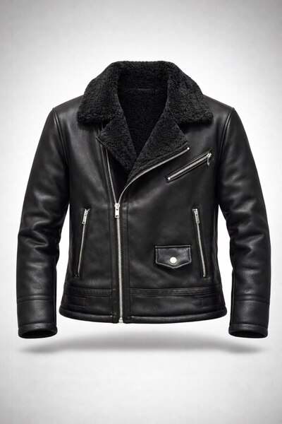 BASEL.CO Palton de iarnă cu detalii din blană pentru motociclist