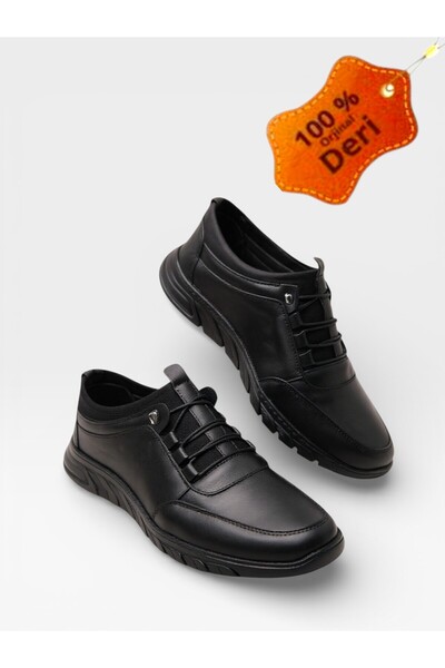 MAGIC SHOES حذاء رياضي كاجوال أسود اللون للرجال من الجلد الطبيعي فائق الراحة ...