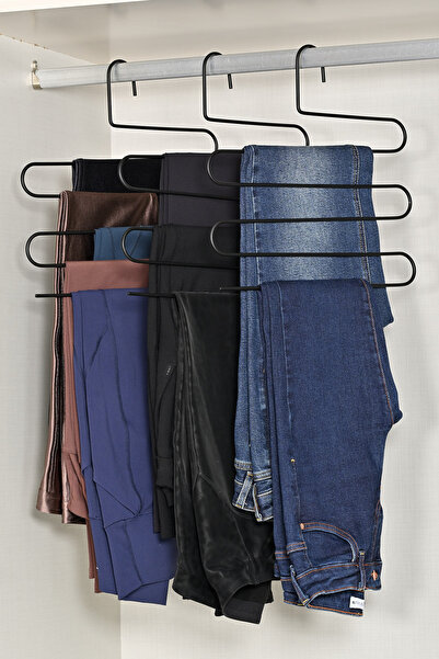 Edora Home Siyah 10'Lu Dolap İçi 5 Katlı Pantolon Elbise, Şal, Eşarp Askısı, ...