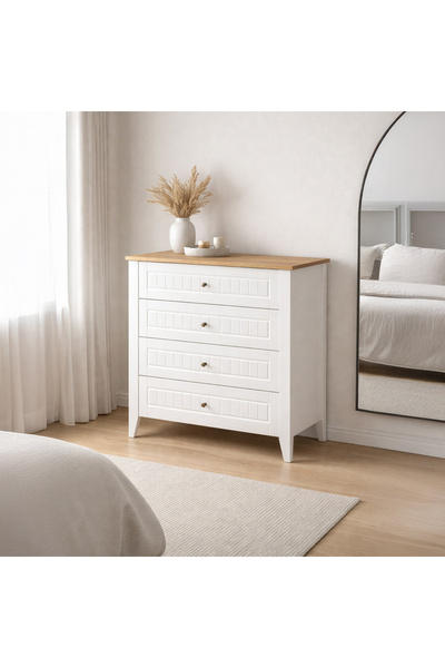 Just Home Mona Şifonyer - Beyaz / Sepet