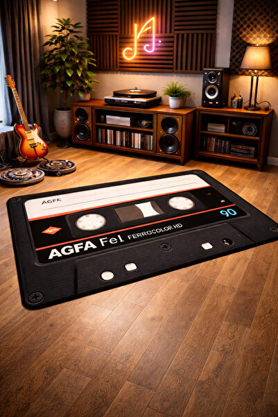 Emiroğlu Eski Kaset Şeklinde Özel Süngerli Yüzey Makinede Yıkanabilir Halı - ...