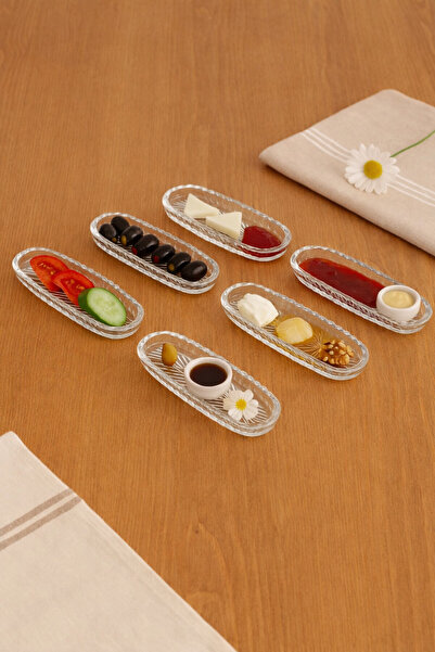 YzHome 6-Piece Glass Mini Boat Plate Bowl Breakfast Bowl 14*6cm