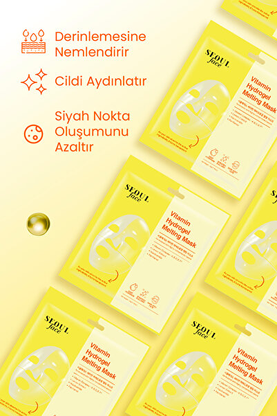 Dermal Vitamin Hydrojel Şeffaflaşan Kore Yüz Maskesi Nemlendirici Eriyen Maske 34 gr.