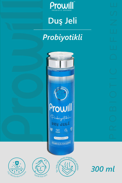 PROWİLL جل استحمام بريبيوتيك بتأثير مرطب، يمنع رائحة العرق 300 مل