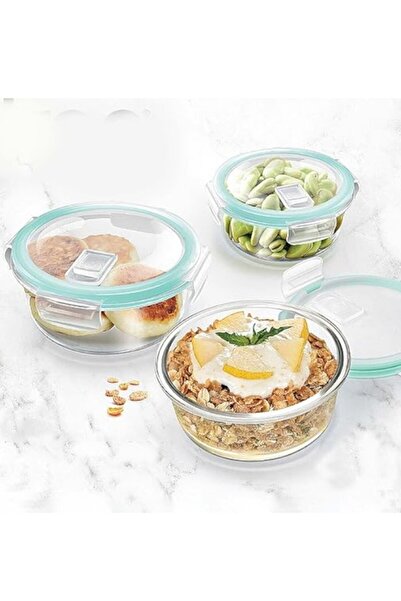 WDA مجموعة حاويات تخزين طعام زجاجية بأغطية محكمة الإغلاق - 3 قطع، صندوق دائري...