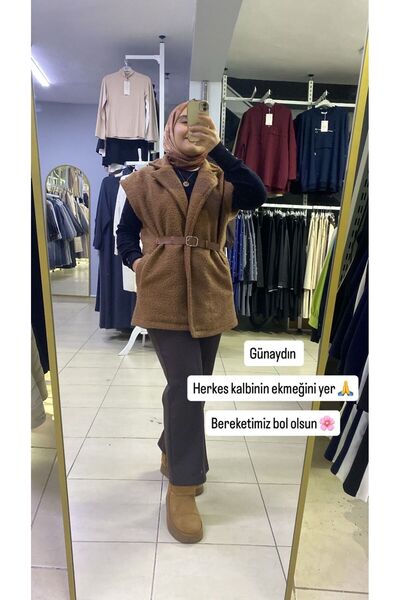 Belle Belemir KADIN KEMERLİ BUKLET TEDDY YELEK