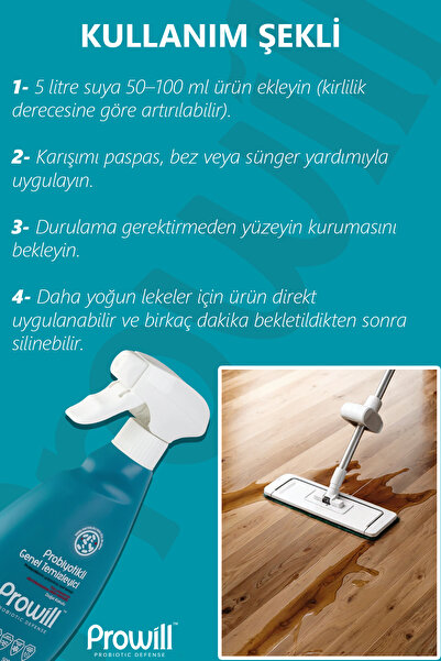 PROWİLL Endüstriyel Genel Temizleyici Sprey 500 ml | Probiyotikli,Tüm Yüzeyler