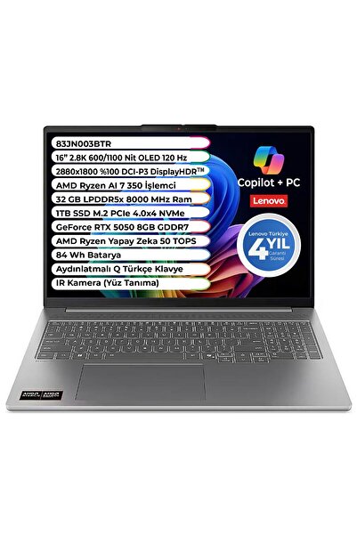 LENOVO IDEAPAD Pro 5 AMD Ryzen AI 7 350 32 GB 1 TB SSD RTX 5050 Freedos 16 In...