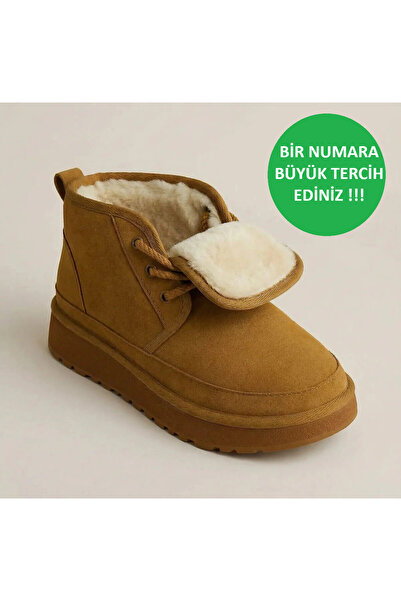 marceline Tan Men's Fur-Lined Winter Boots Resistant to Cold Weather