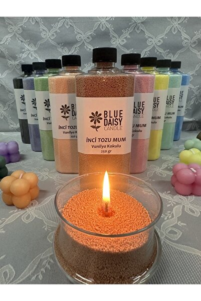 BlueDaisyCandle 250gr KAHVERENGİ Inci Tozu Mum ( 30 Adet Fitil Ile ) Kahve Kokulu Sonsuzluk Mumu