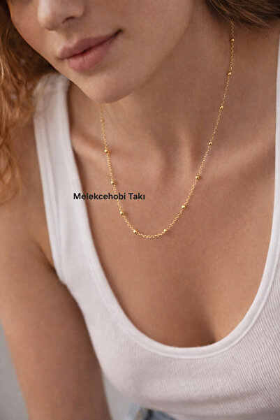 XUPING JEWELRY 14 Ayar Altın Kaplama Kararmaz 45 cm Top Zincir Kolye