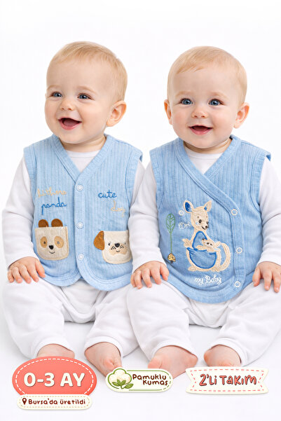 Onouqo طقم من قطعتين - سترة قطنية ناعمة للأطفال حديثي الولادة من عمر 0-3 أشهر...