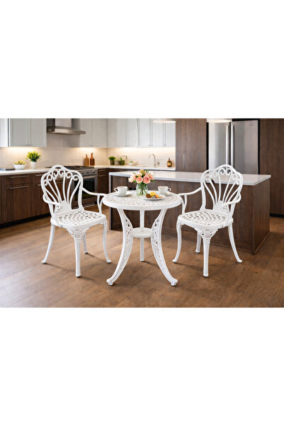 HubRom Σετ επίπλων κήπου, 1× Στρογγυλό τραπέζι (75×72 cm), 2× Καρέκλες ISTANB...