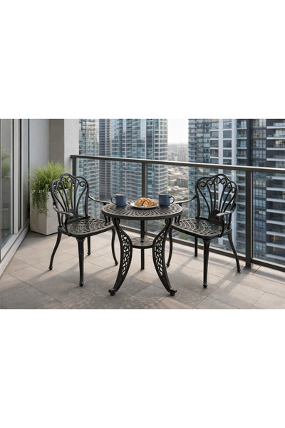 HubRom Σετ επίπλων κήπου, 1× Στρογγυλό τραπέζι (75×72 cm), 2× Καρέκλες ISTANB...