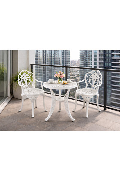 HubRom Σετ επίπλων κήπου, 1× Στρογγυλό τραπέζι (75×72 cm), 2× Καρέκλες ISPART...