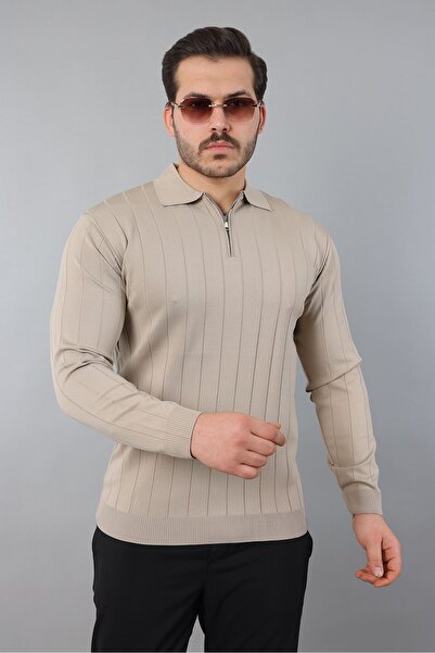 ZİNOX Ανδρικό πλεκτό με μακρύ μανίκι με μισό φερμουάρ, κλασικό απλό, κατάλληλ...