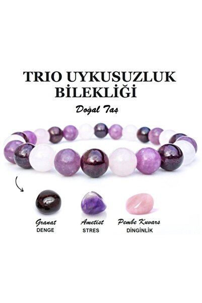 Alnis Atelier سوار من الجمشت والأميثيست والكوارتز الوردي من الأحجار الكريمة ا...