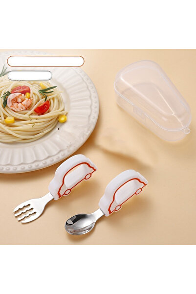 jojobebek شوكة وملعقة للأطفال من الفولاذ المقاوم للصدأ بمقبض سيليكون خالٍ من ...