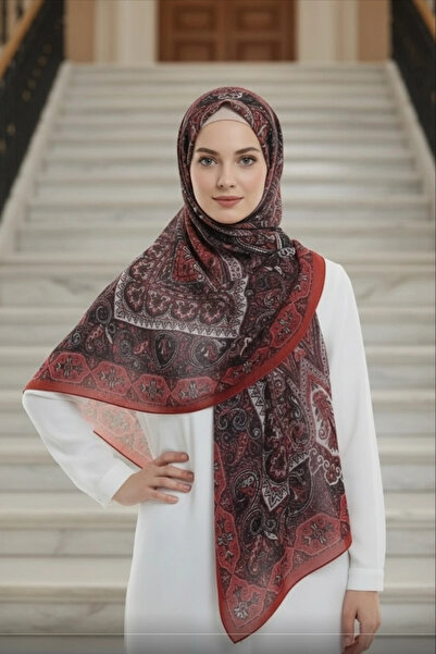 Noorella Scarf - Yankı Retro Desen Şal - Kiremit