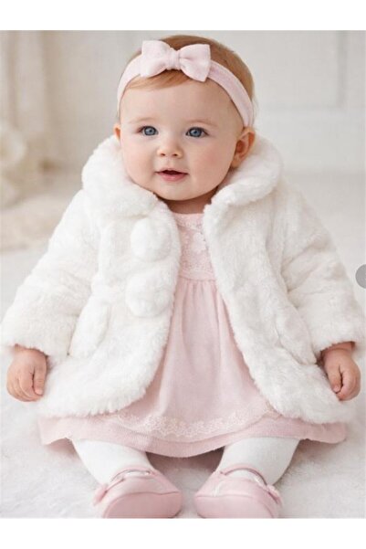 MAYORAL Baby Girl Fur Coat White