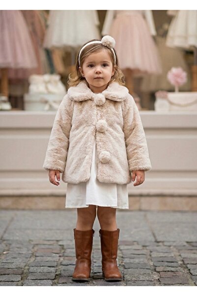 miaras baby معطف من القطيفة للفتيات مع تفاصيل بونبون من نوع باندانا