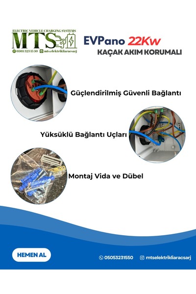 ReparAuto Metal 22kW Trifaze IP66 Kilitlenebilir Kombinasyon Kutusu Panosu TSE CE 5x32A Elektrikli Araç Şarj Cihazı İçin