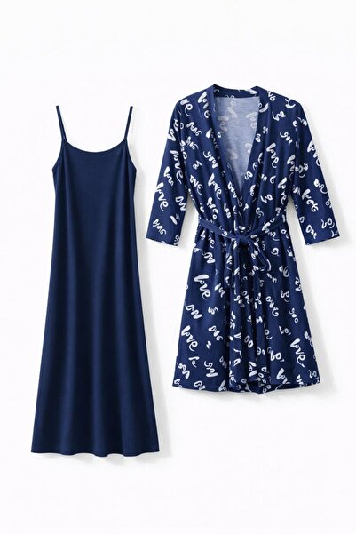 Sendy Halat și cămașă de noapte bleumarin