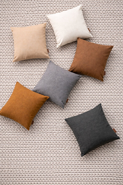 Alacastore طقم غطاء وسادة مزخرف كبير مكون من 6 قطع من سلسلة القهوة والرمادية