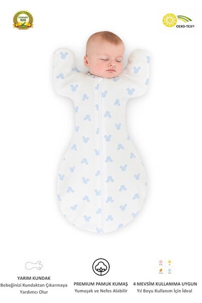 Le Touche Blue Baby Swaddle Sleeping Bag with Gloves & Sleeves up Swaddle (0-...
