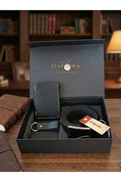 GALORA Genuine Leather Men's Gift Set - Wallet Belt Keychain High Quality (El...